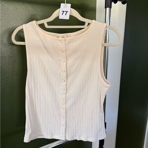 Madewell Ivory Button-Front Ribbed Tank